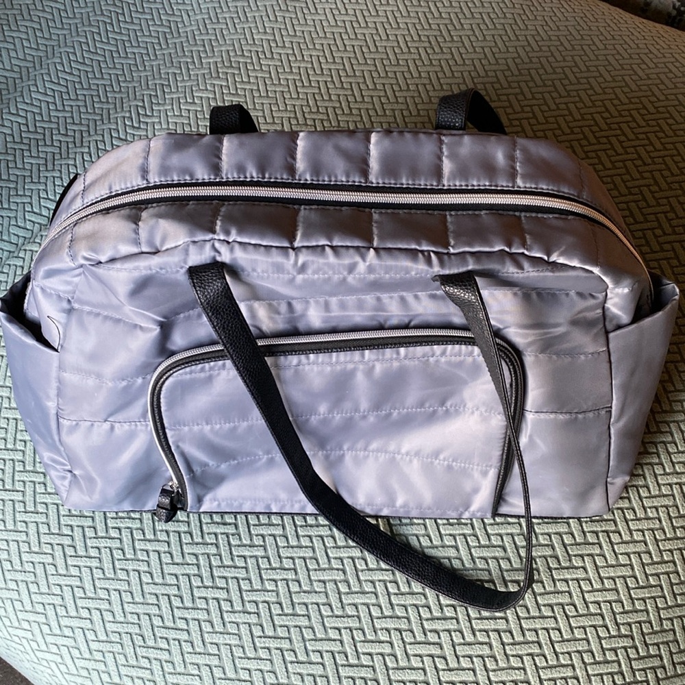 DSW Grey Quilted Duffel Bag
